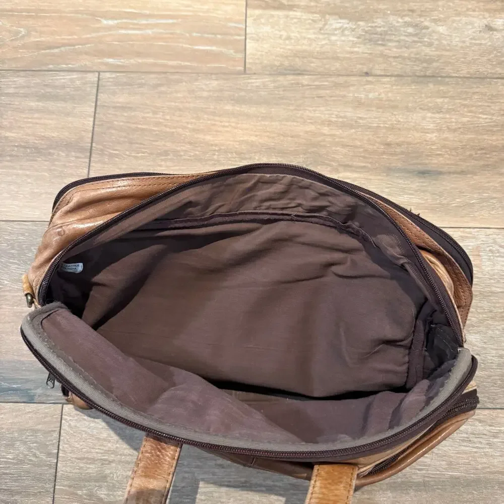 Ansun Brown Leather Laptop Bag